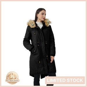 Women's Winter Sherpa Lined Parka Jacket Warm Coat Hooded Elegant Chic